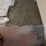 Concrete floor coating project in progress
